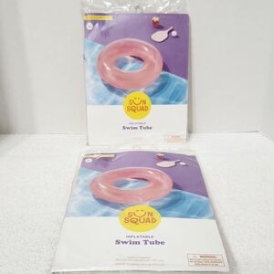 2 Piece Sun Squad Pink Inflatable Swim Tube Pool Lake Water Park Summer Fun